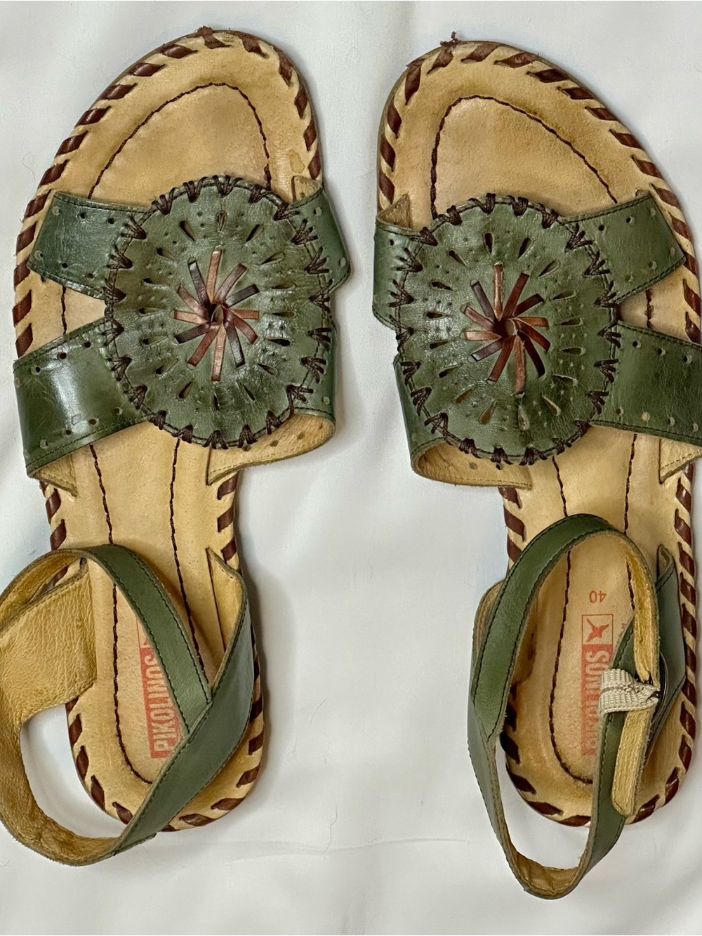 PIKOLINOS Olive Green Leather Women’s Sandals Size 40/9